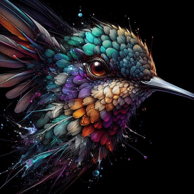 a colorful bird with a colorful background with a multicolored bird on it