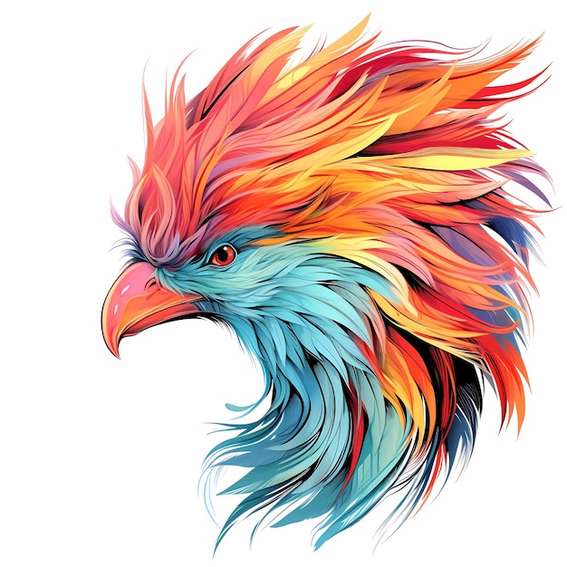 a colorful bird with a colorful mane of feathers.