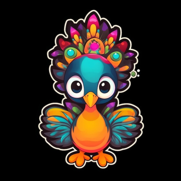 A colorful bird with a crown on its head