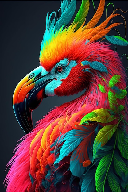 A colorful bird with a large beak.