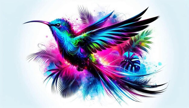 a colorful bird with multicolored feathers and a colorful background