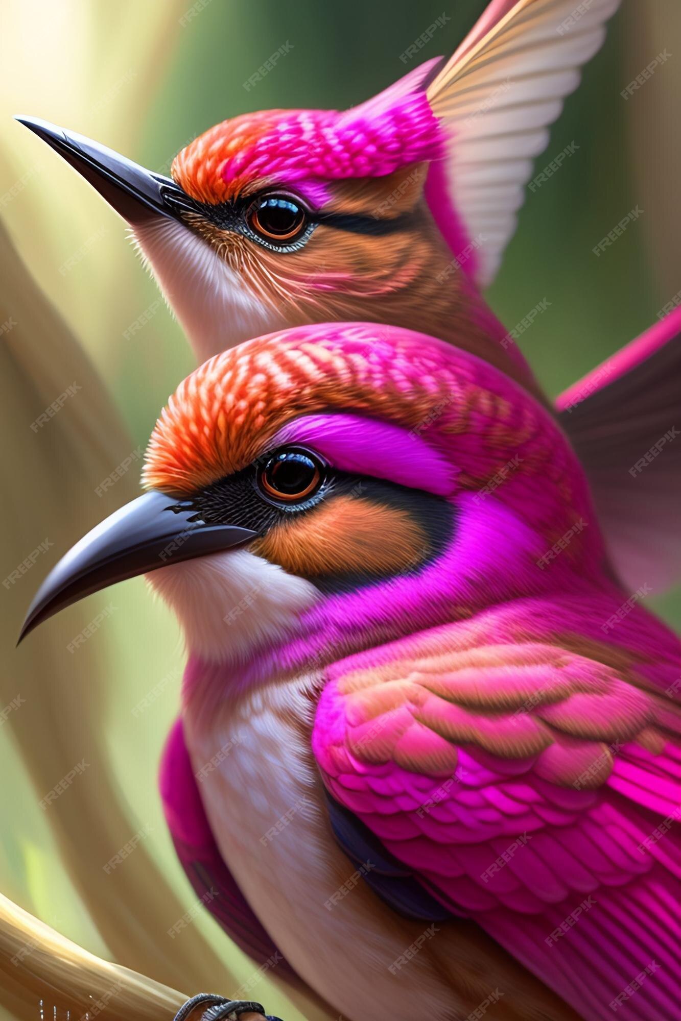 Premium Photo | A colorful bird with a pink head and a purple head is