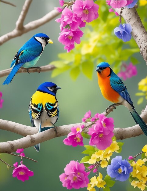 colorful birds ai generate