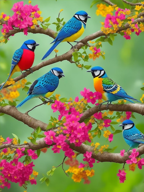 colorful birds ai generate