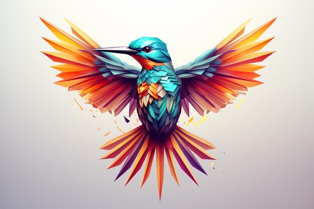 Colorful birds in geometric style