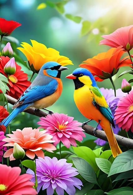 красочные птицы