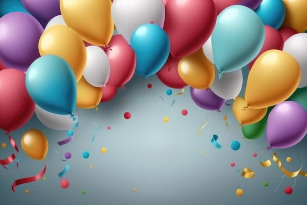 Colorful birthday background with balloons Generative AI Illustrations