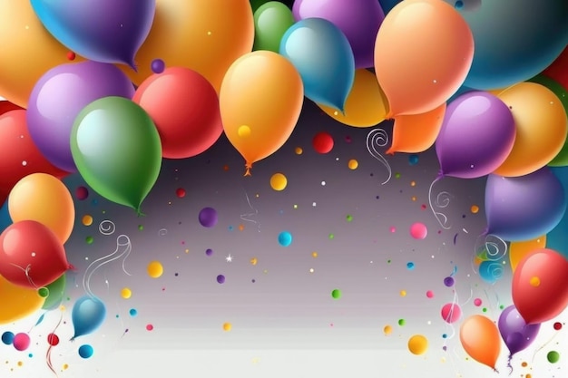 Colorful birthday background with balloons Generative AI Illustrations