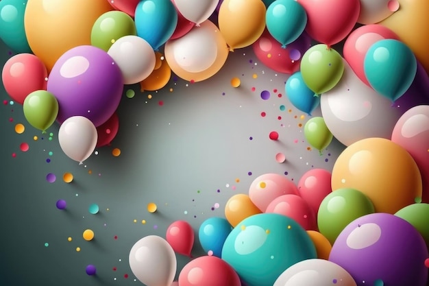 Colorful birthday background with balloons Generative AI Illustrations