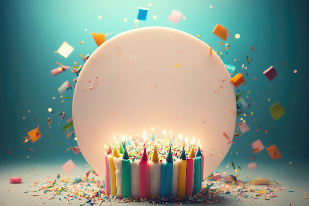 Colorful birthday background with place for text Generative illustrations AI