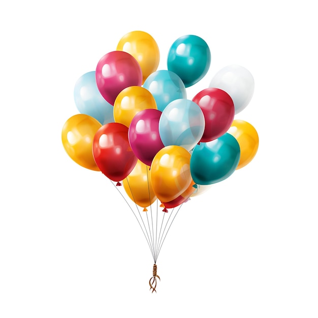 Colorful birthday balloons png white background