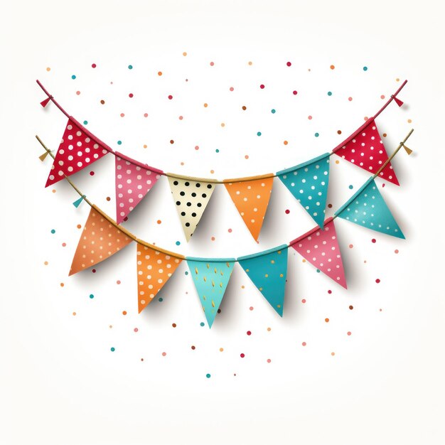 Photo colorful birthday bunting clipart on white background ai generated