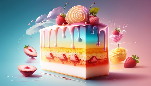 Colorful birthday cakeselective focusGenerative AI