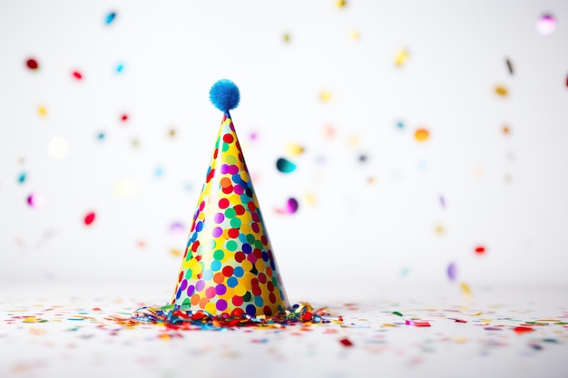 Colorful birthday cap on white background