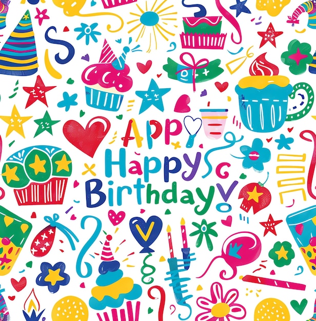 a colorful birthday card with a happy birthday written on it