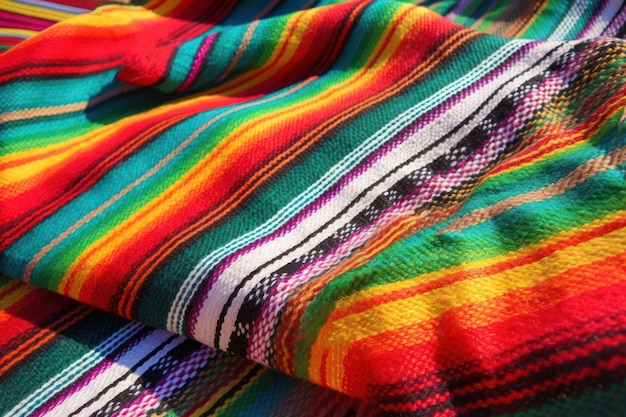 A colorful blanket with the word cusco on it