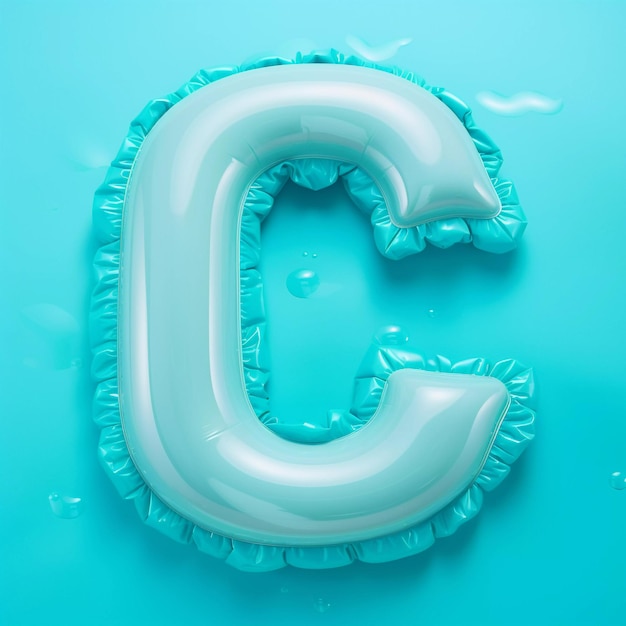 Colorful blue air mattress in the shape of the letter c