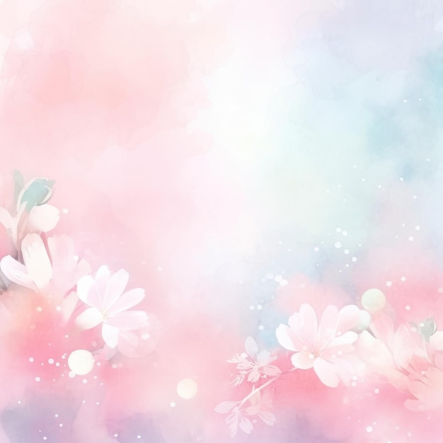 写真 カラフルな青とピンクの花の水彩パターン 背景の壁紙 バレンタインデーのバナー