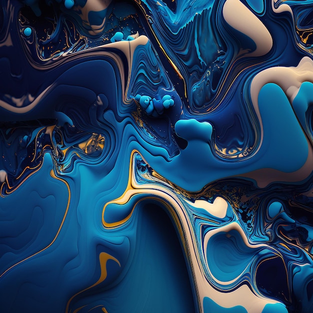 Colorful blue marble pattern abstract background image Ai generated art