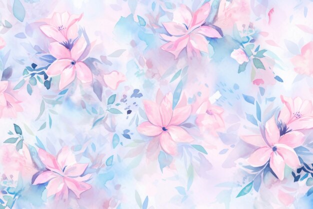 Colorful Blue And Pink Flower Watercolor Pattern Background Wallpaper Valentine's Day Banner