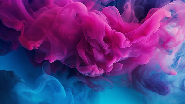 Premium AI Image | Colorful blue and purple ink under the water