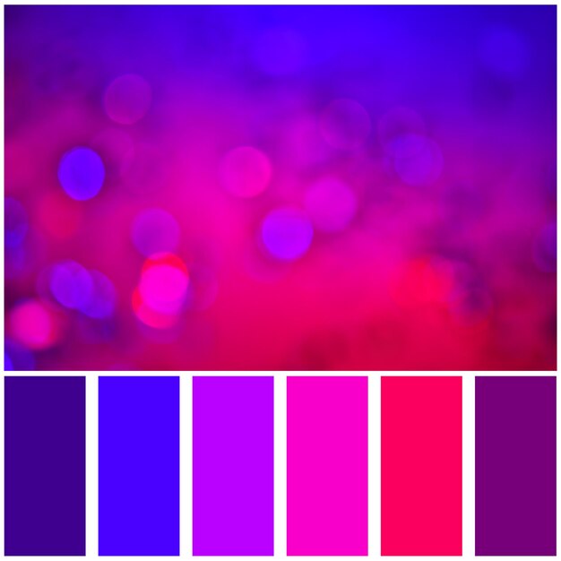 Colorful blurred bokeh and palette of colors. colour swatches