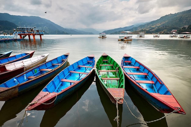 Colorful boats in Pokhara