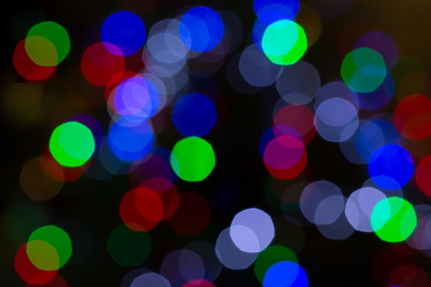 Colorful bokeh fireworks in night sky background