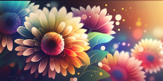 Colorful Bokeh Flower Background A Burst of Vibrant Blooms Generative AI