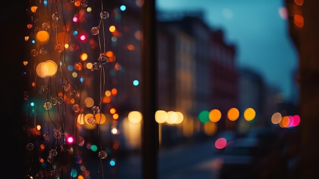 Colorful bokeh lights in the city Generative ai