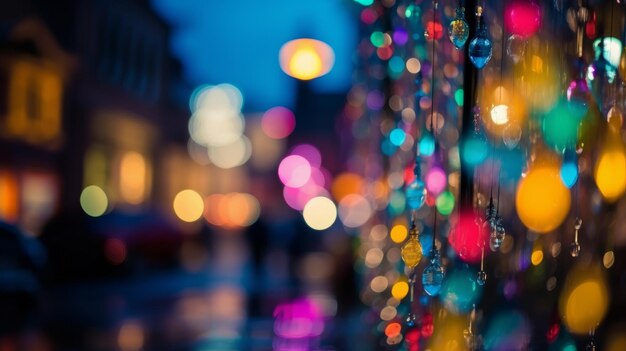 Colorful bokeh lights in the city Generative ai