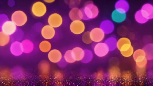 Colorful bokeh lights in purple background