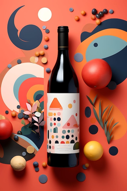 Colorful Bold Wine Bottle Packaging With a Vibrant and Energetic Colo creative concept ideas design