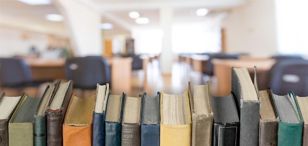 Colorful books collection, close-up view