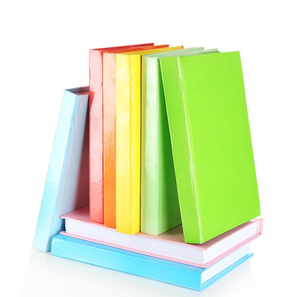 Colorful books isolated on white