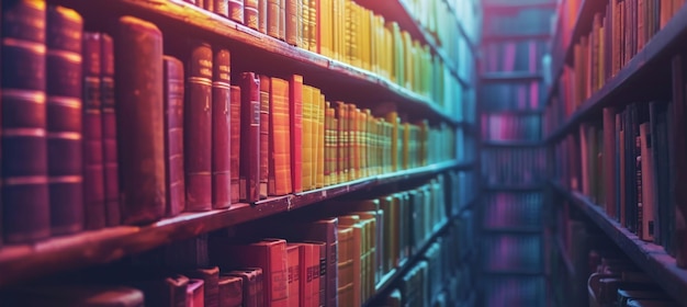 colorful books in a library