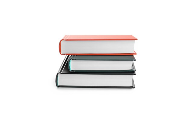 Colorful books on white background