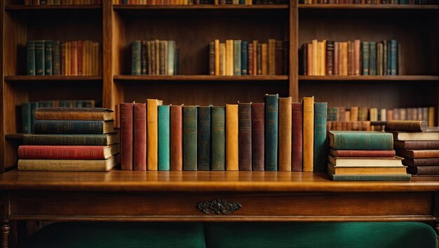 Colorful Books on Wooden Shelf