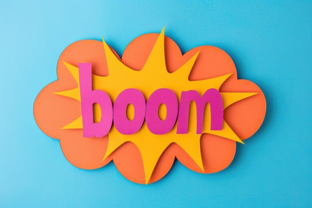 Colorful boom text in 3d comic style