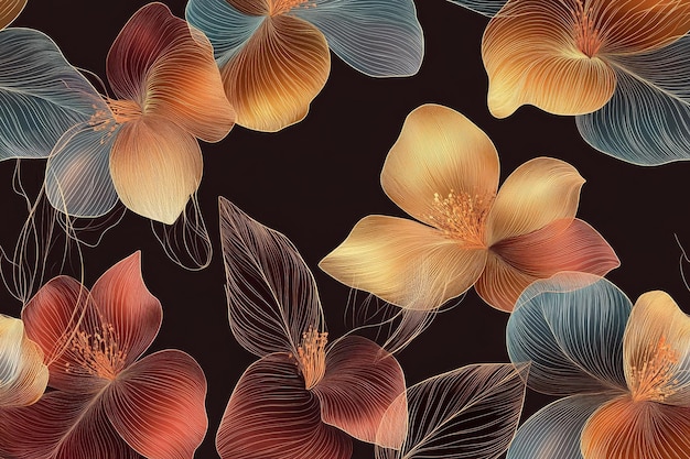 Colorful botanical texture Wall art in contemporary style Floral hand painted artwork