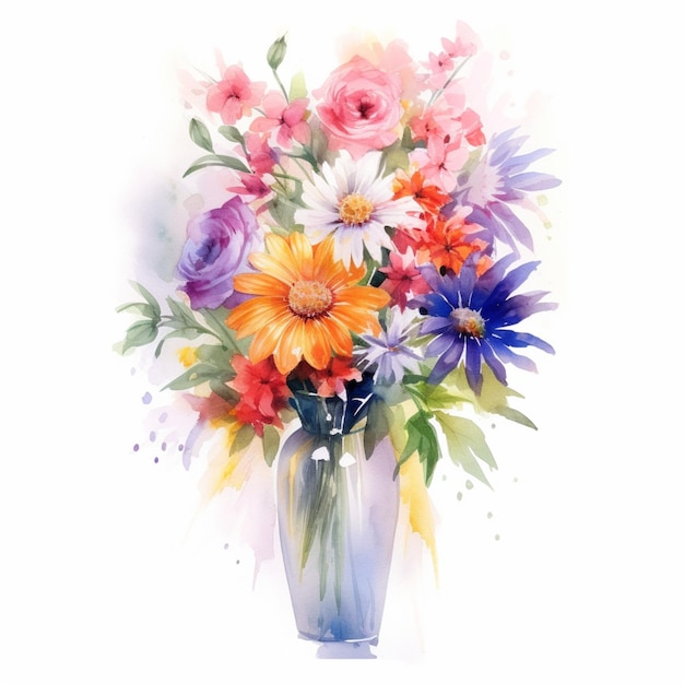 A colorful bouquet of flowers is in a vase.