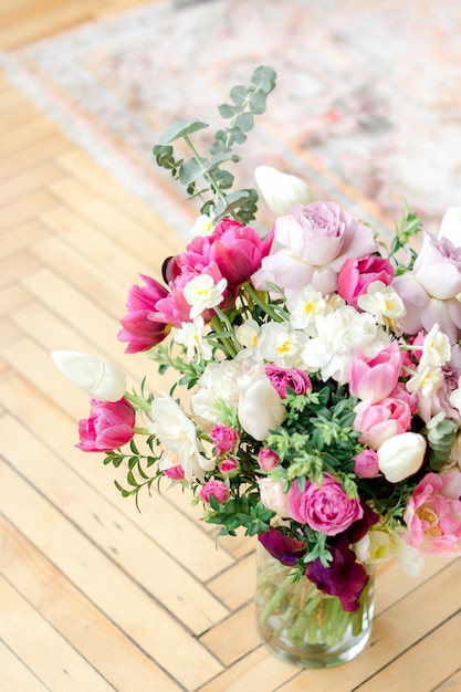 Colorful bouquet of flowers in vase