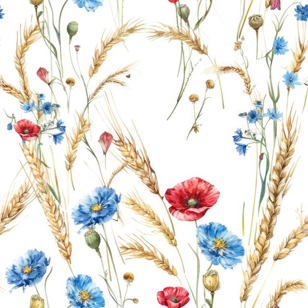 Foto un colorato bouquet di fiori e grano perfetto per i disegni a tema natura