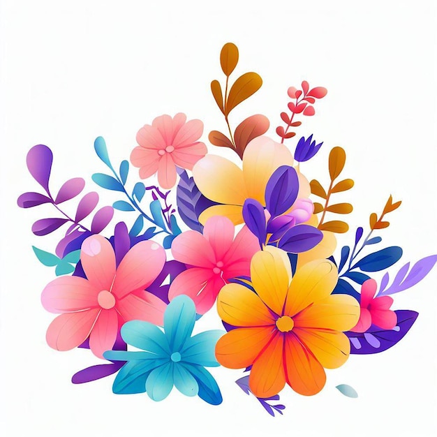 A colorful bouquet of flowers on a white background.