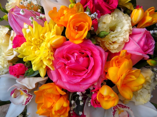 Colorful bouquet from different flowers