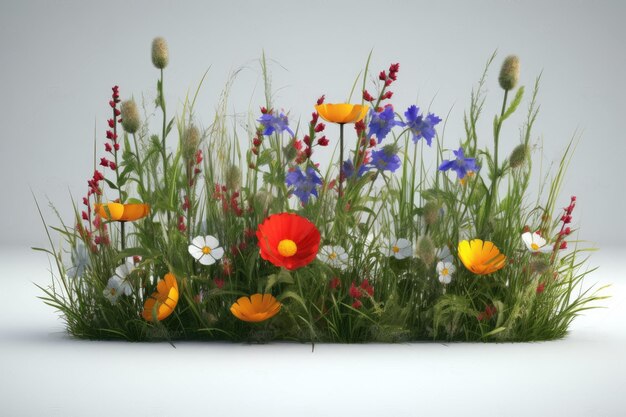 Colorful bouquet of wildflowers growing in a green meadow Generative AI
