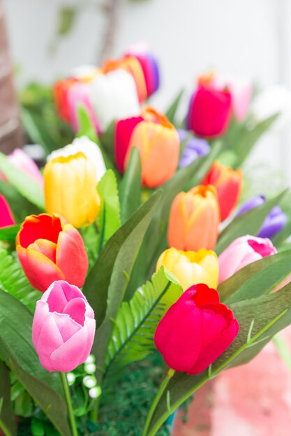 Colorful bouquets of flowers