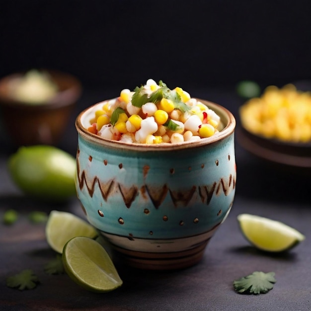 Photo a colorful bowl with a bowl of candy and some limes