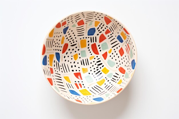 Photo a colorful bowl with a pattern on it