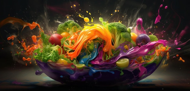 A colorful bowl with a rainbow of colors.